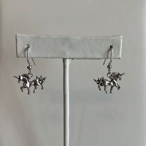 Silver Tone Unicorn Earrings